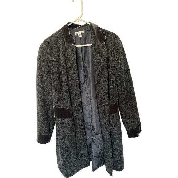 Coldwater Creek Gray Jacquard Riding Jacket Size 14 Classic Mature Equestrian - Picture 2 of 10